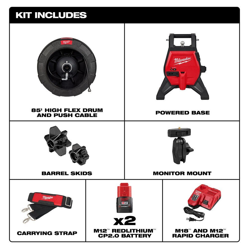 Milwaukee 3318-22B M12 85’ High Flex Compact Inspection Camera Kit - 3