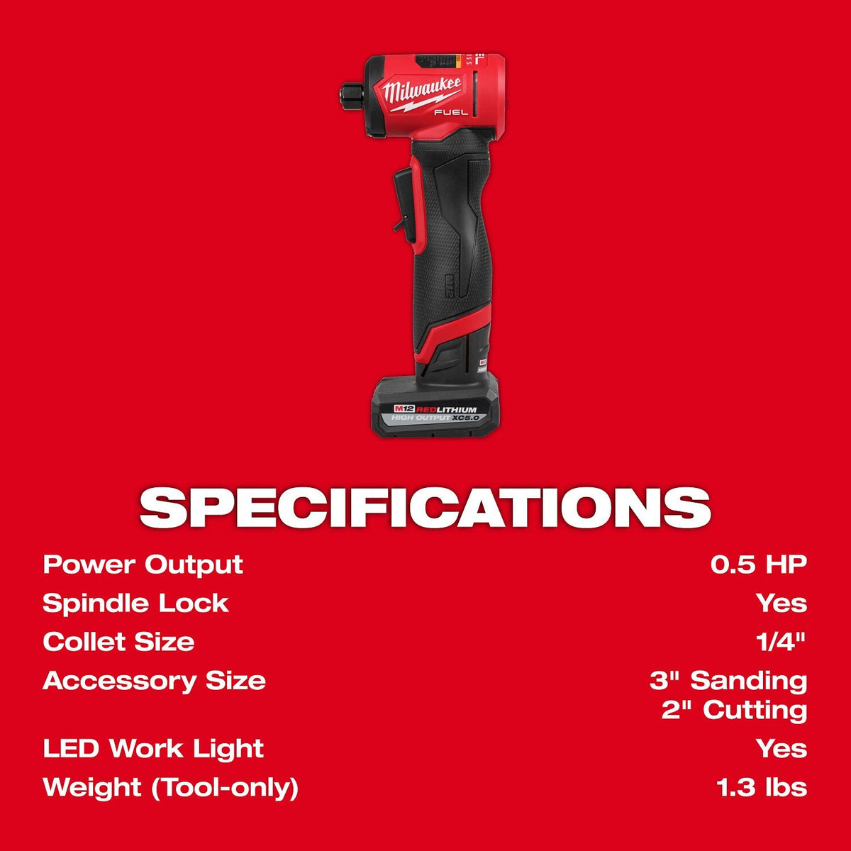 Milwaukee 3485-22 M12 FUEL 1/4" Right Angle Die Grinder Kit - 8
