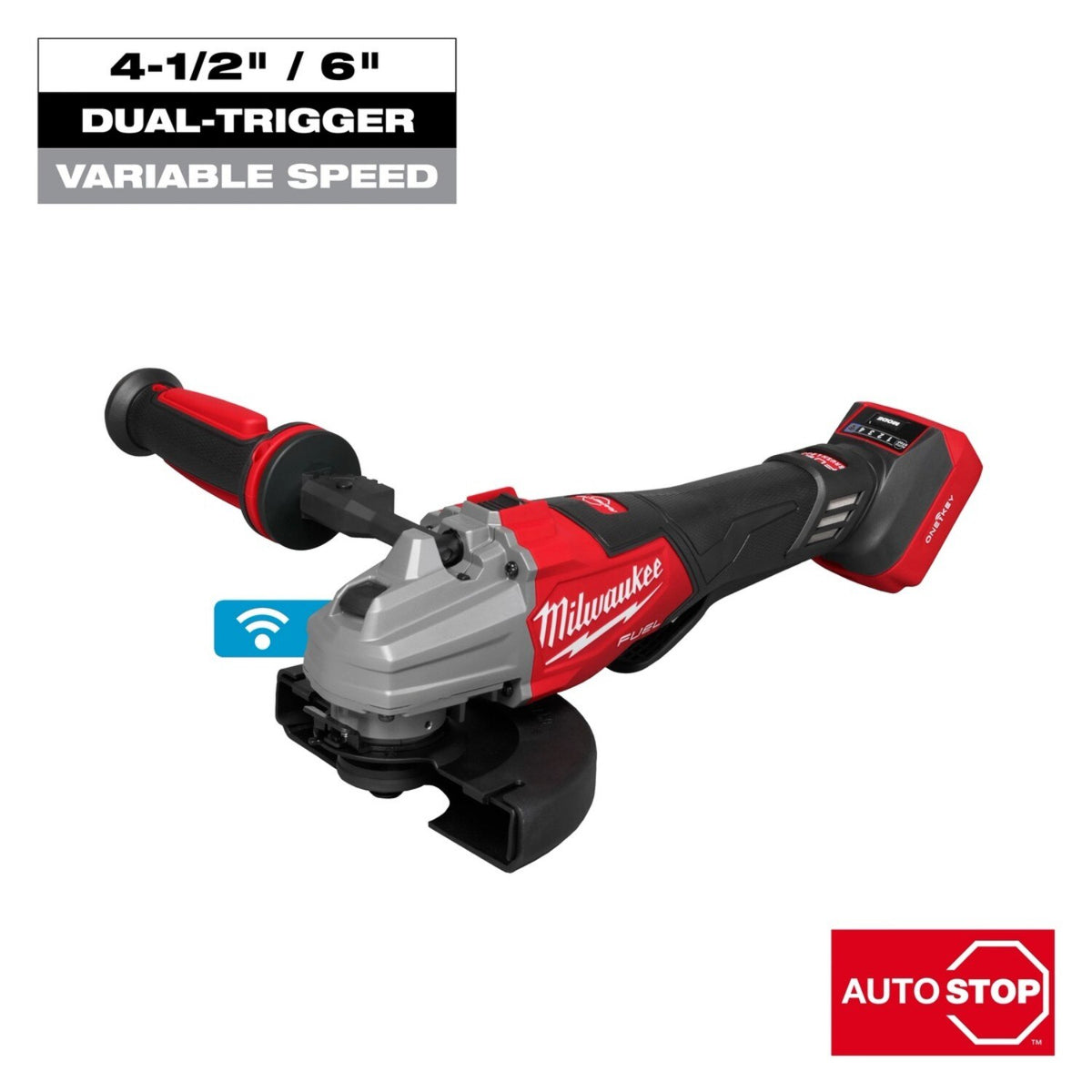 Milwaukee 3676-20 M18 FUEL 4-1/2 to 6 in. Dual-Trigger Variable Speed Braking Angle Grinder, Paddle Switch w/ ONE-KEY