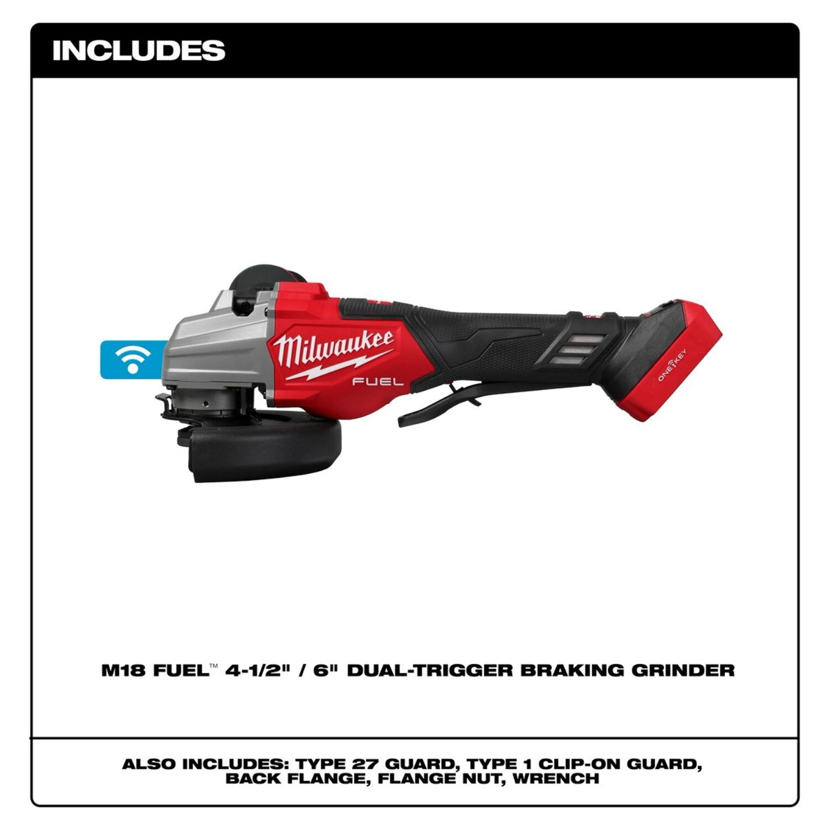Milwaukee 3676-20 M18 FUEL 4-1/2 to 6 in. Dual-Trigger Variable Speed Braking Angle Grinder, Paddle Switch w/ ONE-KEY - 5