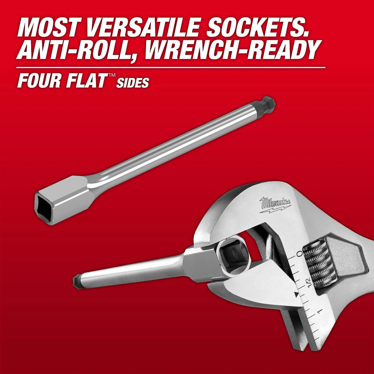 Milwaukee 45-34-1095 3/8" Drive 5/16" Long Ball End Hex Bit Socket with FOUR FLAT Sides, 6 in. Reach - 3