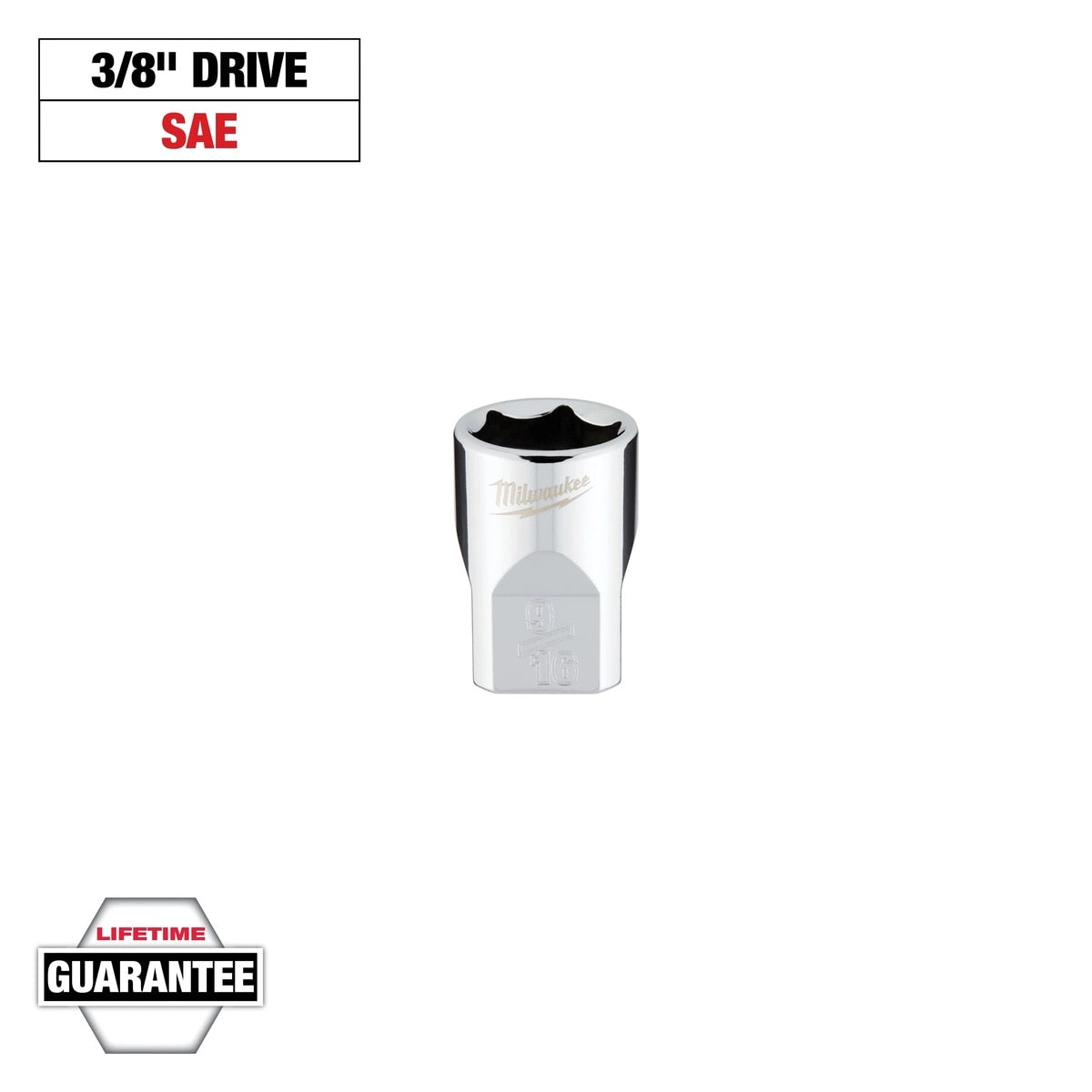 Milwaukee 45-34-9065 3/8" Drive 9/16" SAE 6-Point Socket with Four Flat Sides - 2