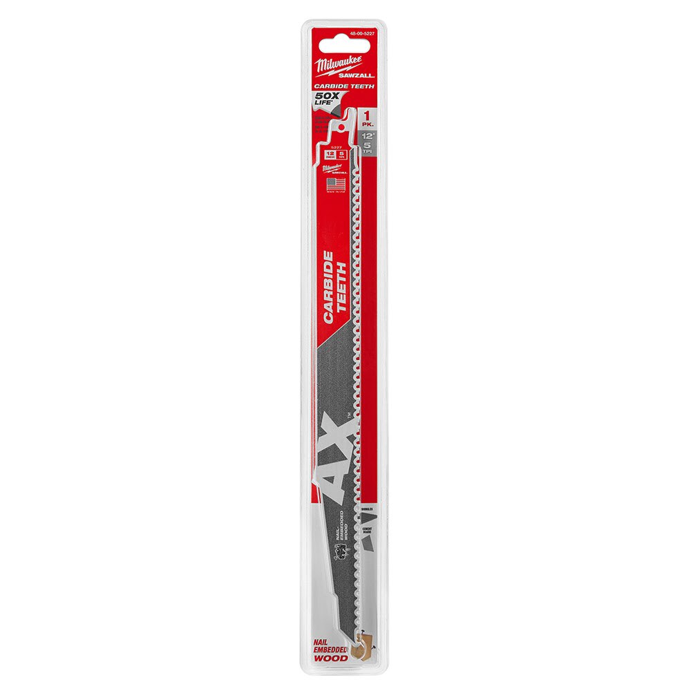 Milwaukee 48-00-5227 Sawzall Blade With Carbide Teeth, 12" 5T - 10