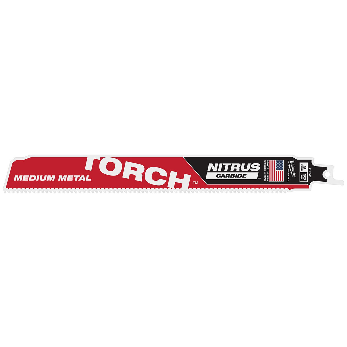 Milwaukee 48-00-6252 9" Reciprocating Saw Blade10TPI The TORCH with NITRUS CARBIDE Teeth for Medium Metal 1PK - 14