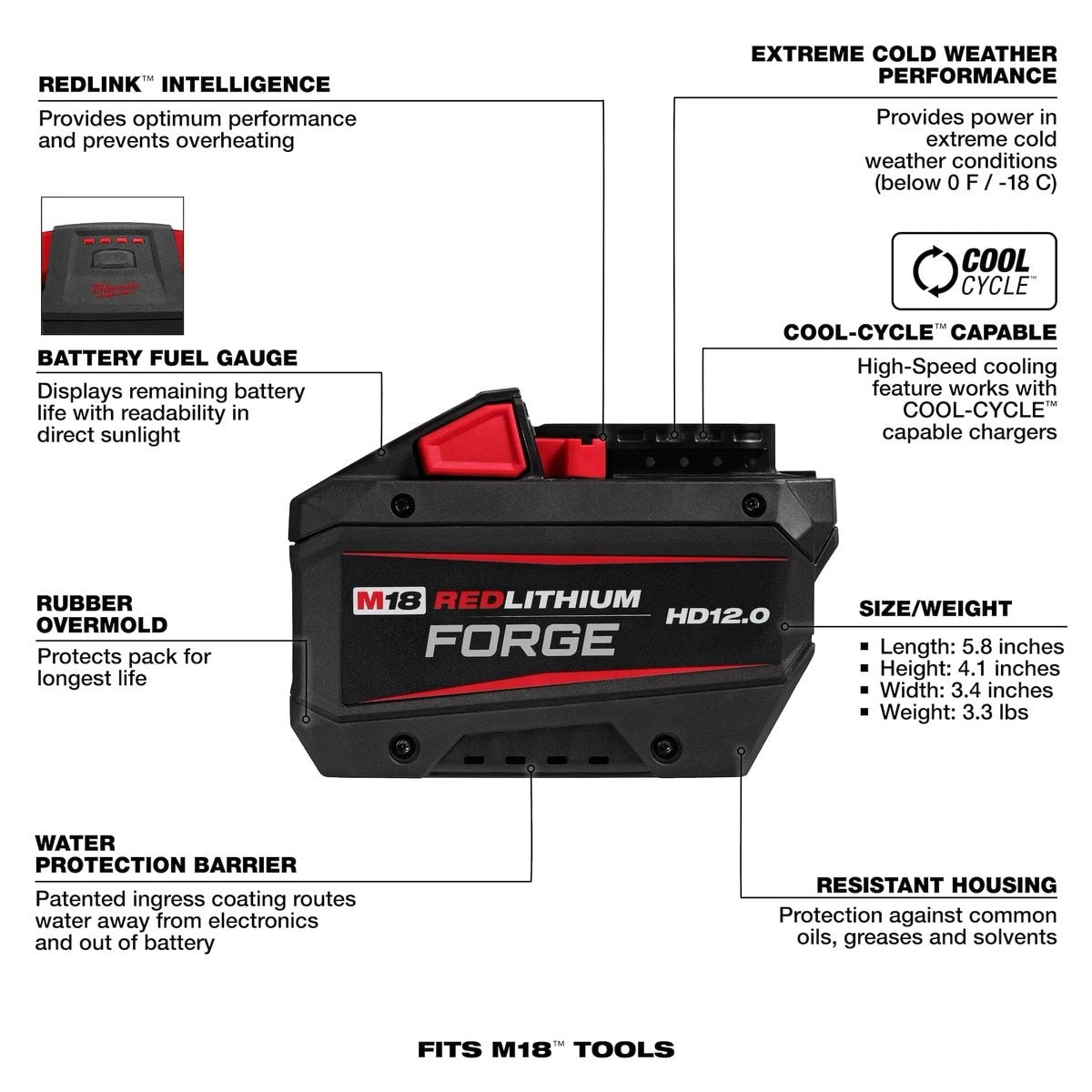 Milwaukee 48-11-1814 M18 REDLITHIUM FORGE HD12.0 12Ah Lithium-Ion Battery Pack (10 Pack) - 2