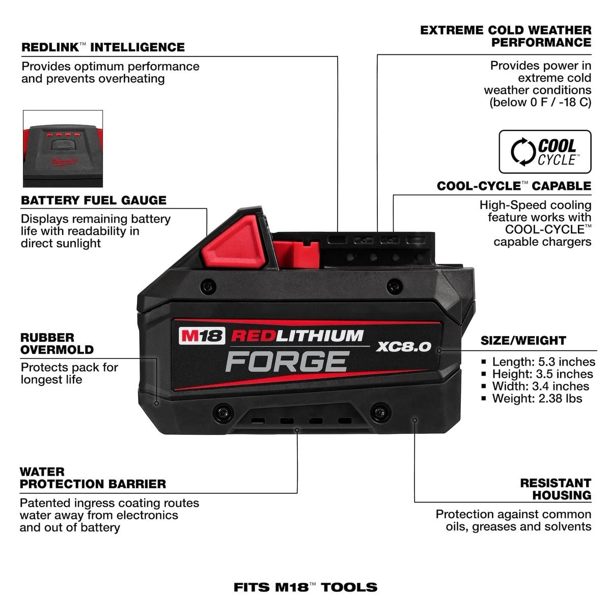Milwaukee 48-11-1883 M18 REDLITHIUM FORGE XC8.0 8.0Ah Battery Pack (10 Pack) - 2