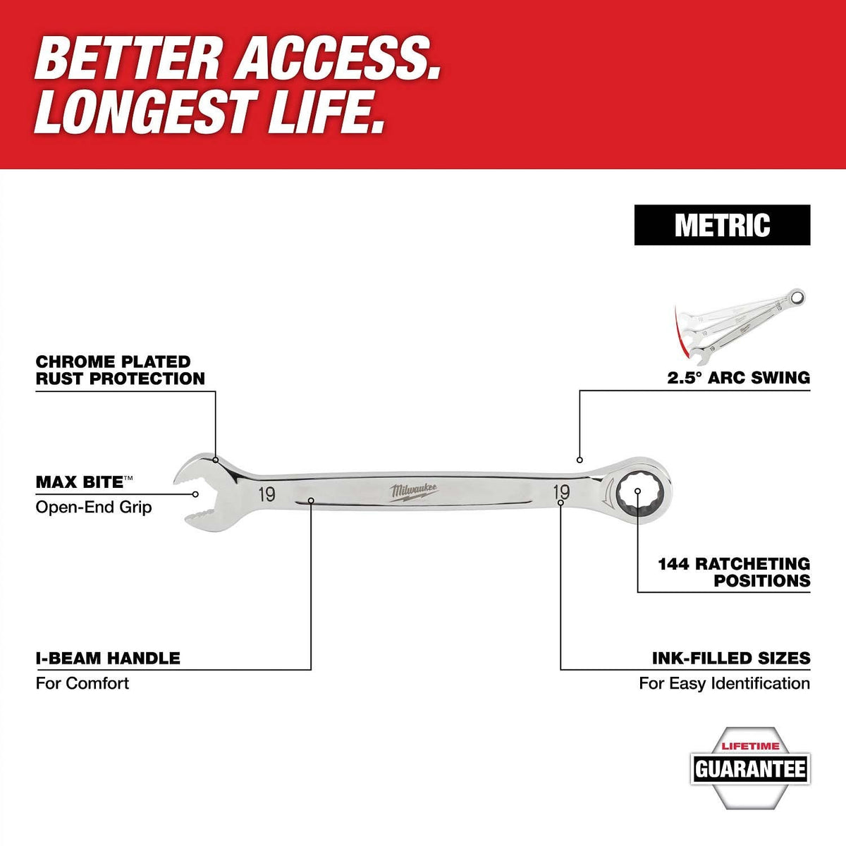Milwaukee 48-22-0156 15pc. Metric Ratcheting Combination Wrench Set with Tray for PACKOUT Drawers - 2