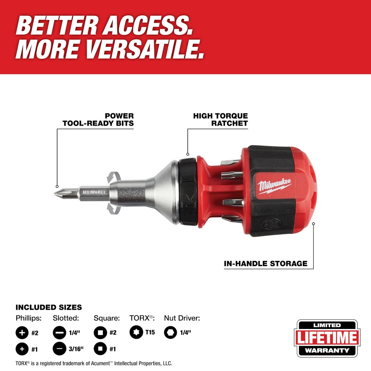 Milwaukee 48-22-2330 8-in-1 Compact Ratcheting Multi-bit Driver - 2
