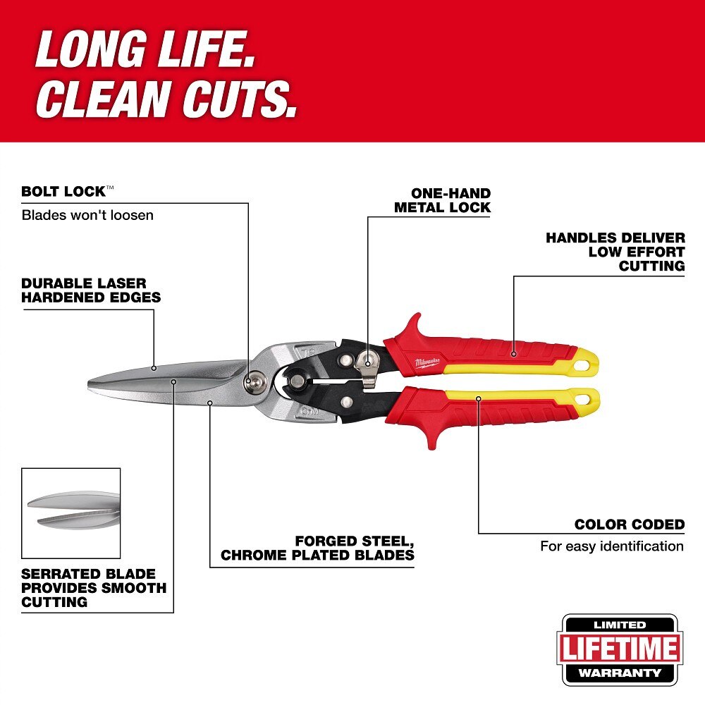 Milwaukee 48-22-4567 Long Cut Aviation Snips - 5