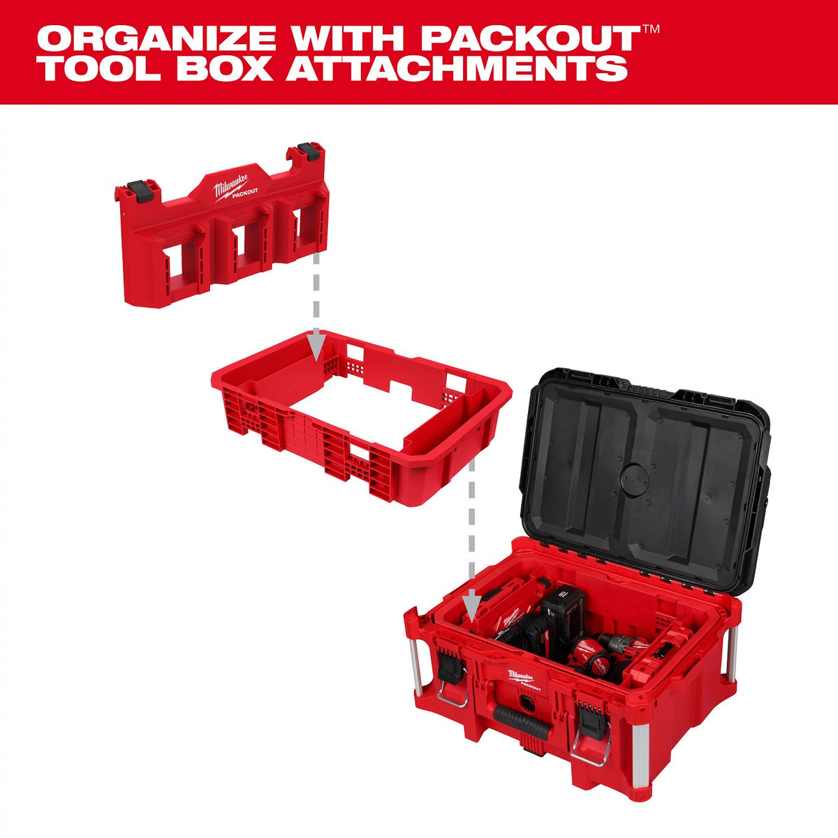 Milwaukee 48-22-8029 PACKOUT Tool Box Attachment Ready Tray with Accessory Compartments 19.84 in. x 13.11 in. x 4.41 in. (1 Each) - 4