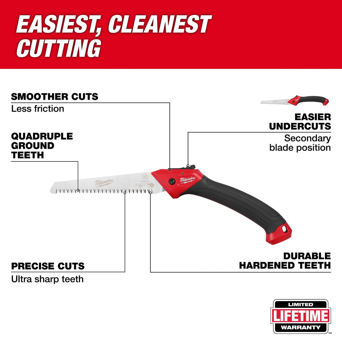 Milwaukee 48-22-9373 7" Straight Folding Pruning Saw with High Carbon Steel Blade - 2