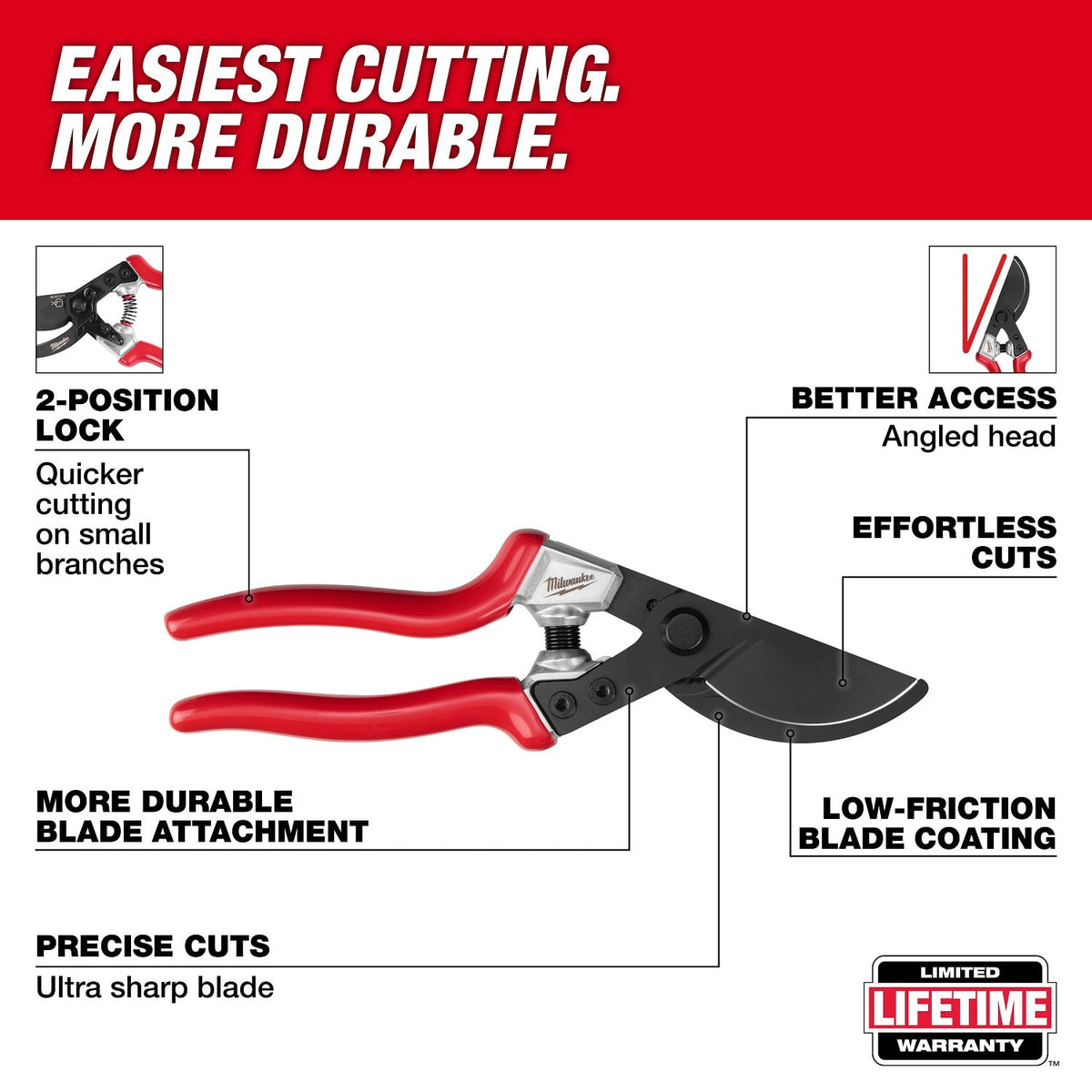 Milwaukee 48-22-9378 1" Angled Pruner with Ultra Sharp Blade and 2 Position Lock - 2