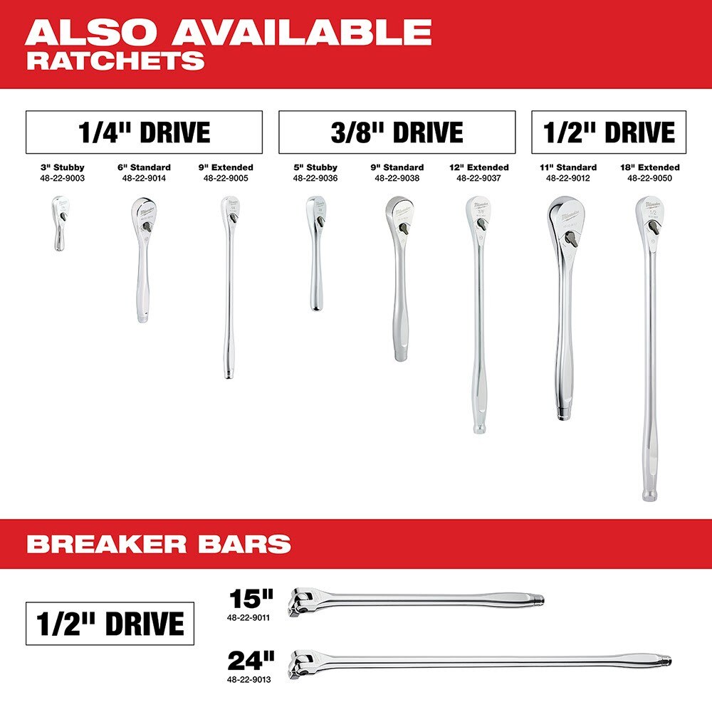 Milwaukee 48-22-9505 3/8" Drive 10pc Deep Well Socket Set - Metric - 6