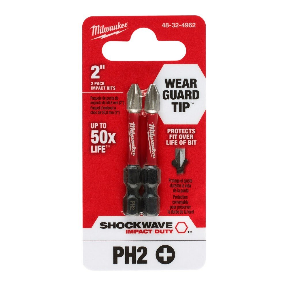 Milwaukee 48-32-4962 SHOCKWAVE Impact Duty 2" PH2 Bit 2PK - 7