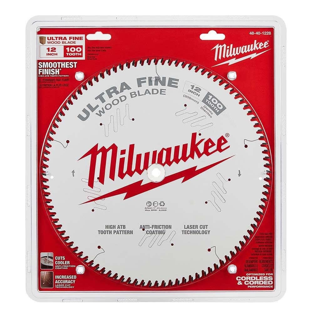 Milwaukee 48-40-1228 Ultra Fine Finish 12 in. 100 Tooth Circular Saw Blade for Wood and Plastics (1 Pack) - 3