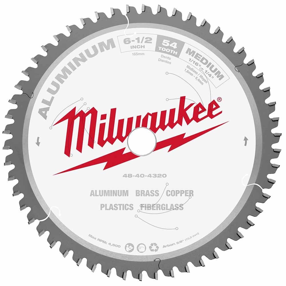 Milwaukee 48-40-4320 6-1/2" 54T ALUMINUM CSB, 5/8"