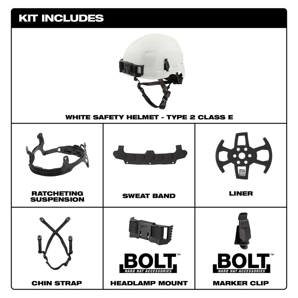 Milwaukee 48-73-1335 BOLT Gray Safety Helmet (USA) - Type 2, Class E, Non-Vented - 9