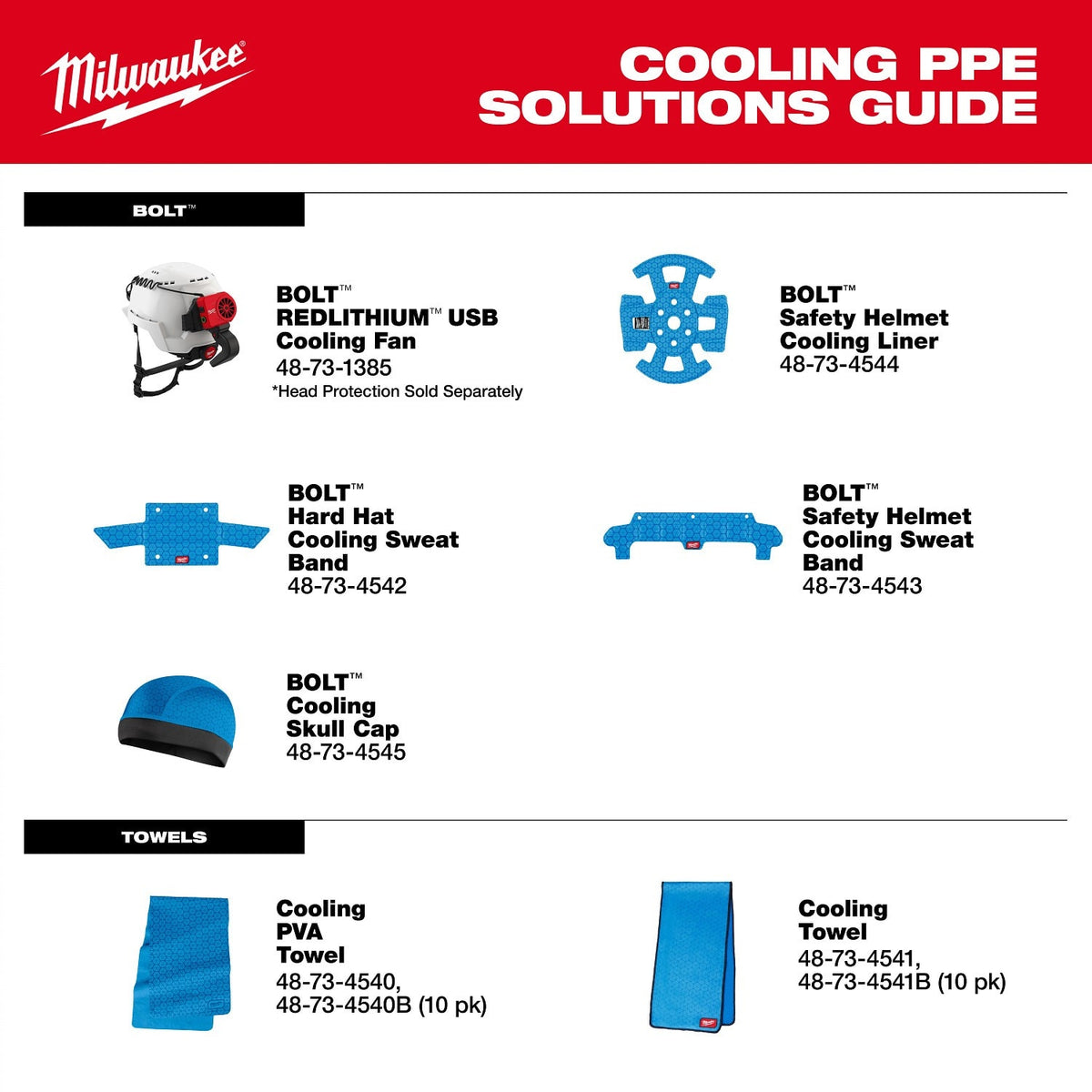 Milwaukee 48-73-1385 BOLT REDLITHIUM USB Cooling Fan for Safety Helmets and Hard Hats - 23