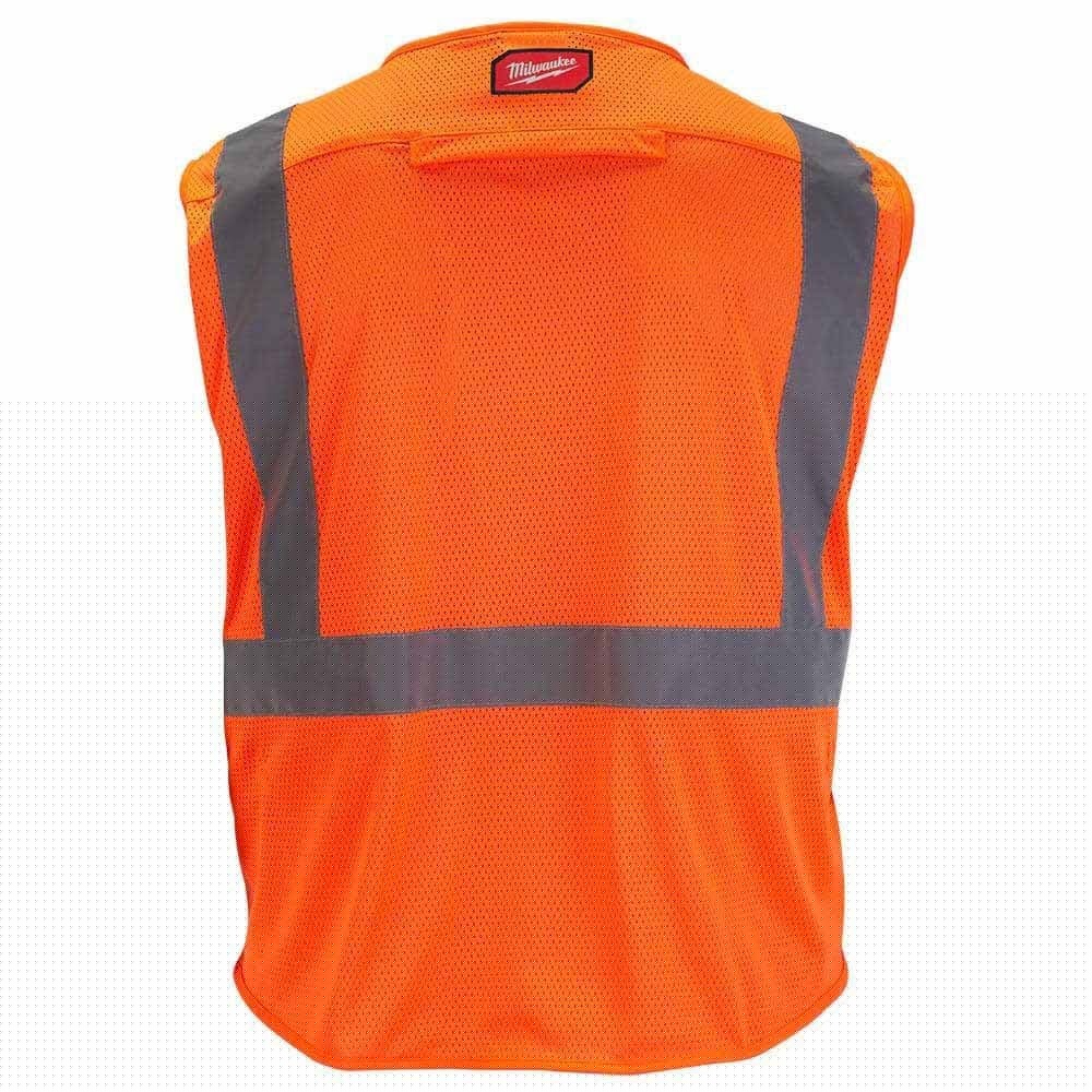 Milwaukee 48-73-5115 Class 2 High Visibility Orange Mesh Safety Vest S/M with Moisture-Wicking, Anti-Microbial Fabric (1 Each) - 8