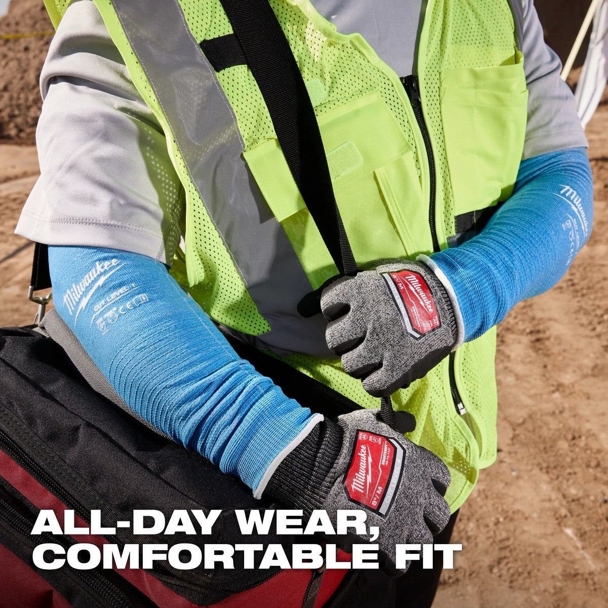 Milwaukee 48-73-9110 16" Cooling Cut Level 1 UPF 50+ Protective Sleeves Blue - 4