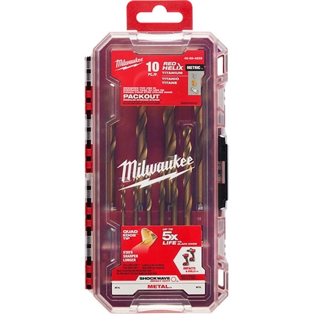 Milwaukee 48-89-4859 SHOCKWAVE Impact Duty RED HELIX Titanium Metric Drill Bit Set (10 Piece) - 2