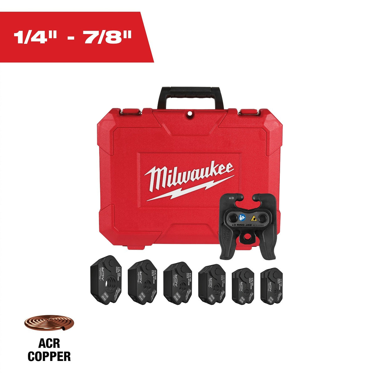 Milwaukee 49-16-2461MX 1/4" - 7/8" Streamline ACR Pivoting Press Ring Kit for M12 FORCE LOGIC Press Tool - 13