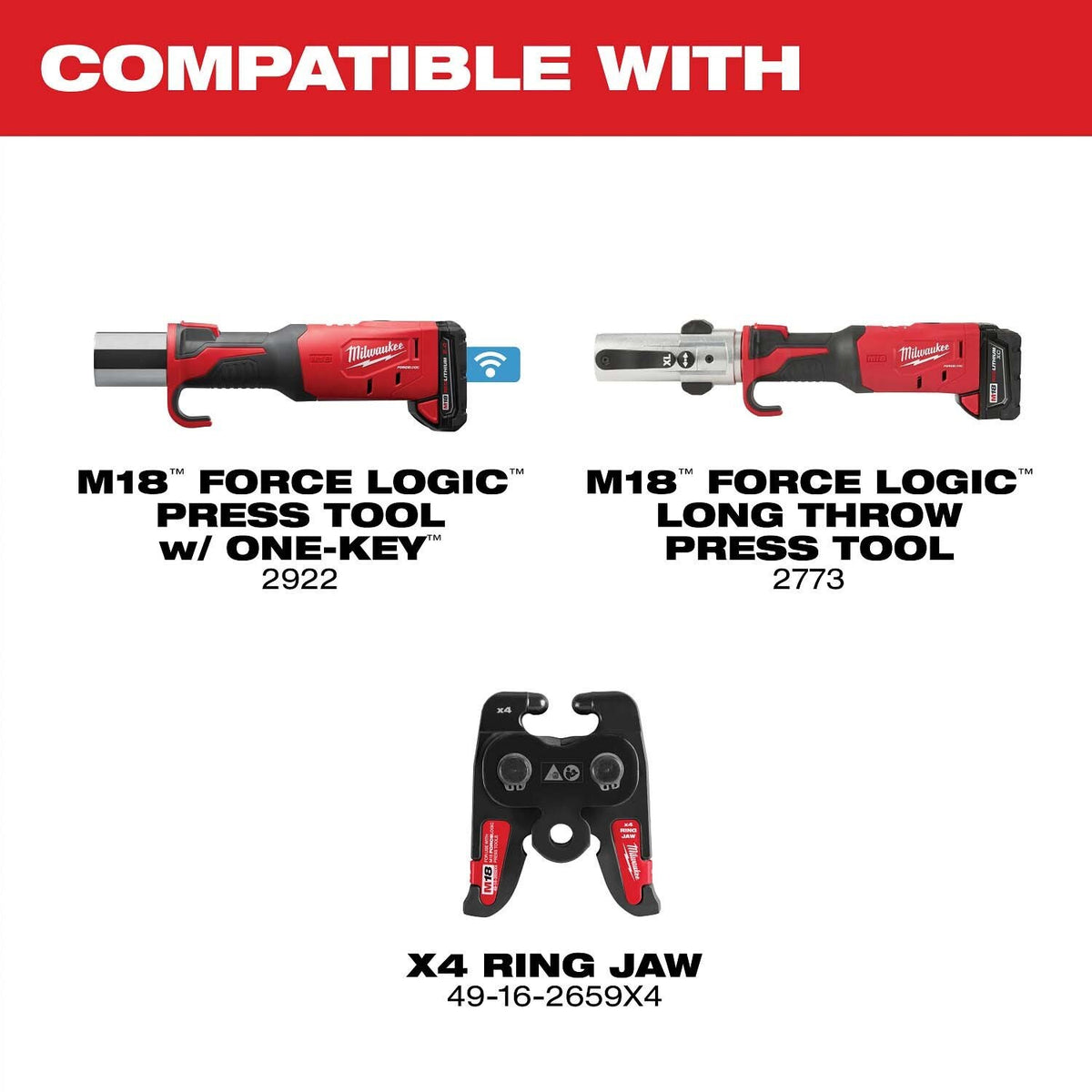 Milwaukee 49-16-2658RX 1-3/8 in. RLS Pivoting Press Ring for M18 FORCE LOGIC Press Tools - 3