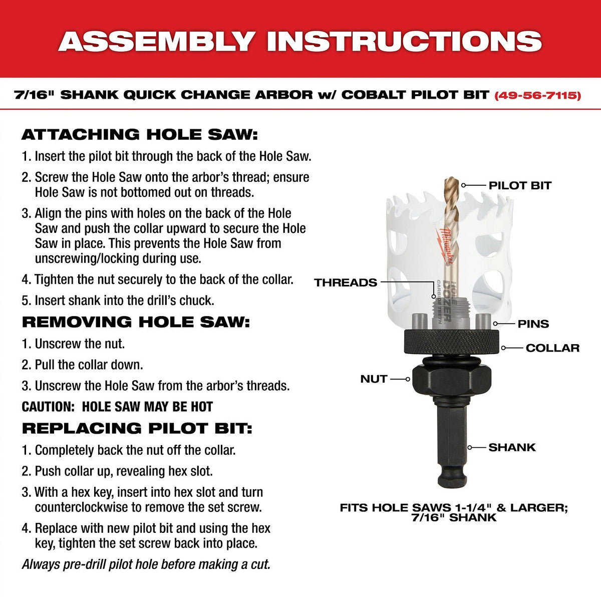 Milwaukee 49-22-4009 HOLE DOZER™ Large Diameter Hole Saw Kit - 9PC - 6