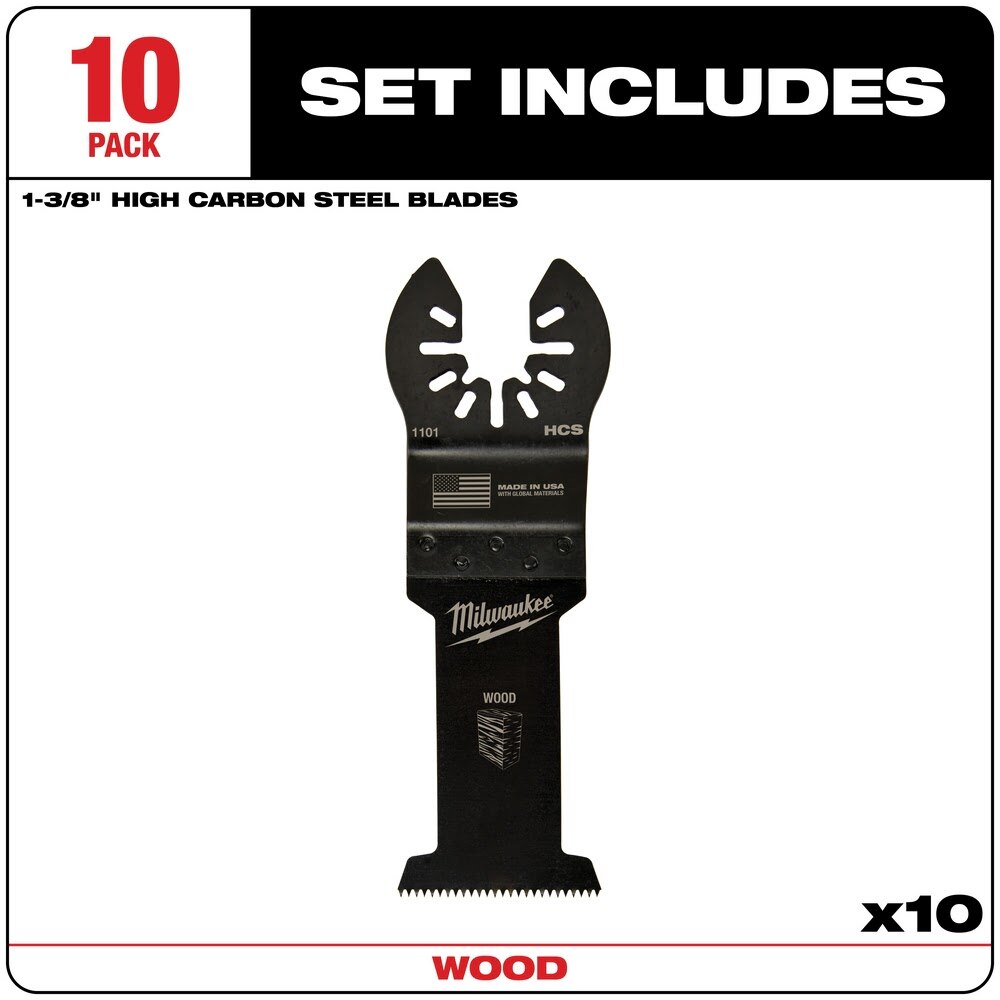Milwaukee 49-25-1109 Milwaukee® OPEN-LOK™ 1-3/8" HCS WOOD BLADES 10PK - 2