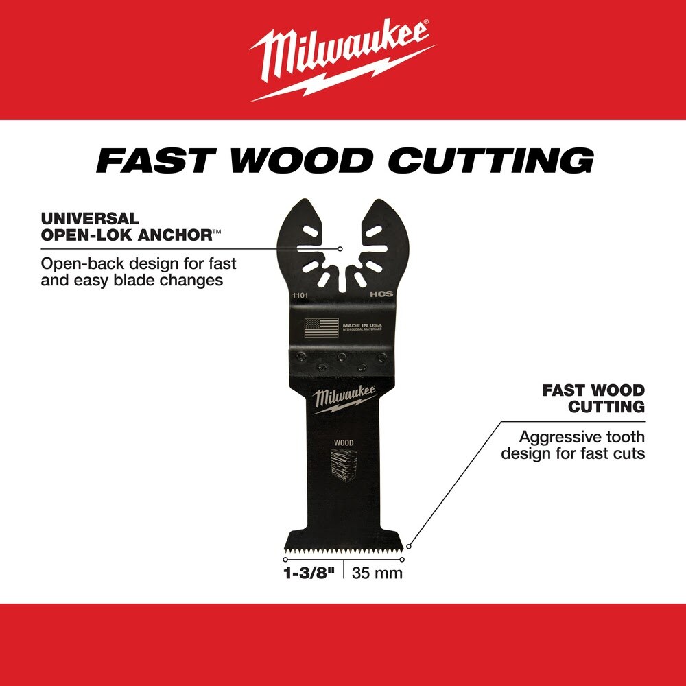 Milwaukee 49-25-1109 Milwaukee® OPEN-LOK™ 1-3/8" HCS WOOD BLADES 10PK - 4