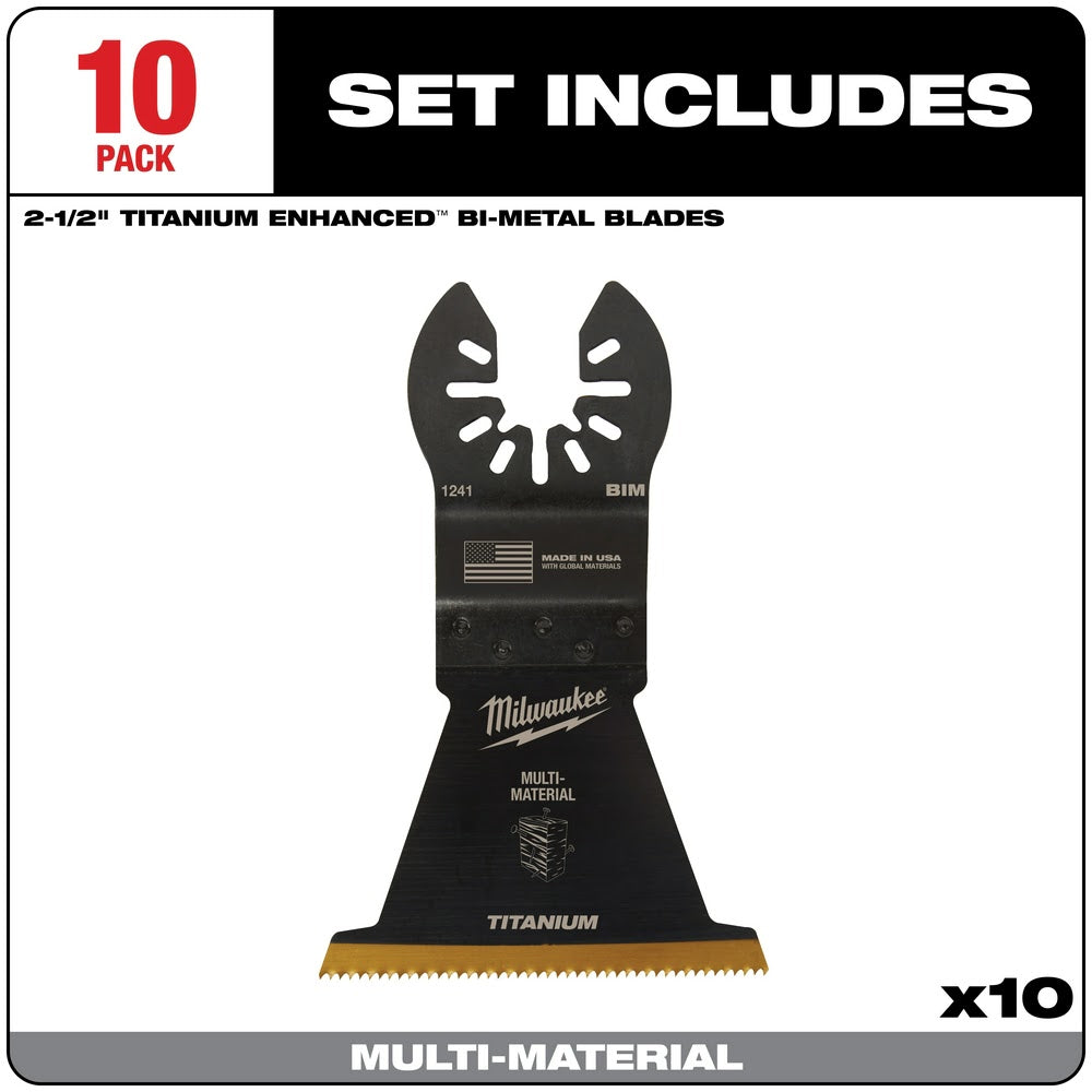 Milwaukee 49-25-1249 Milwaukee® OPEN-LOK™ 2-1/2" TITANIUM ENHANCED BI-METAL MULTI-MATERIAL BLADES 10PK - 3