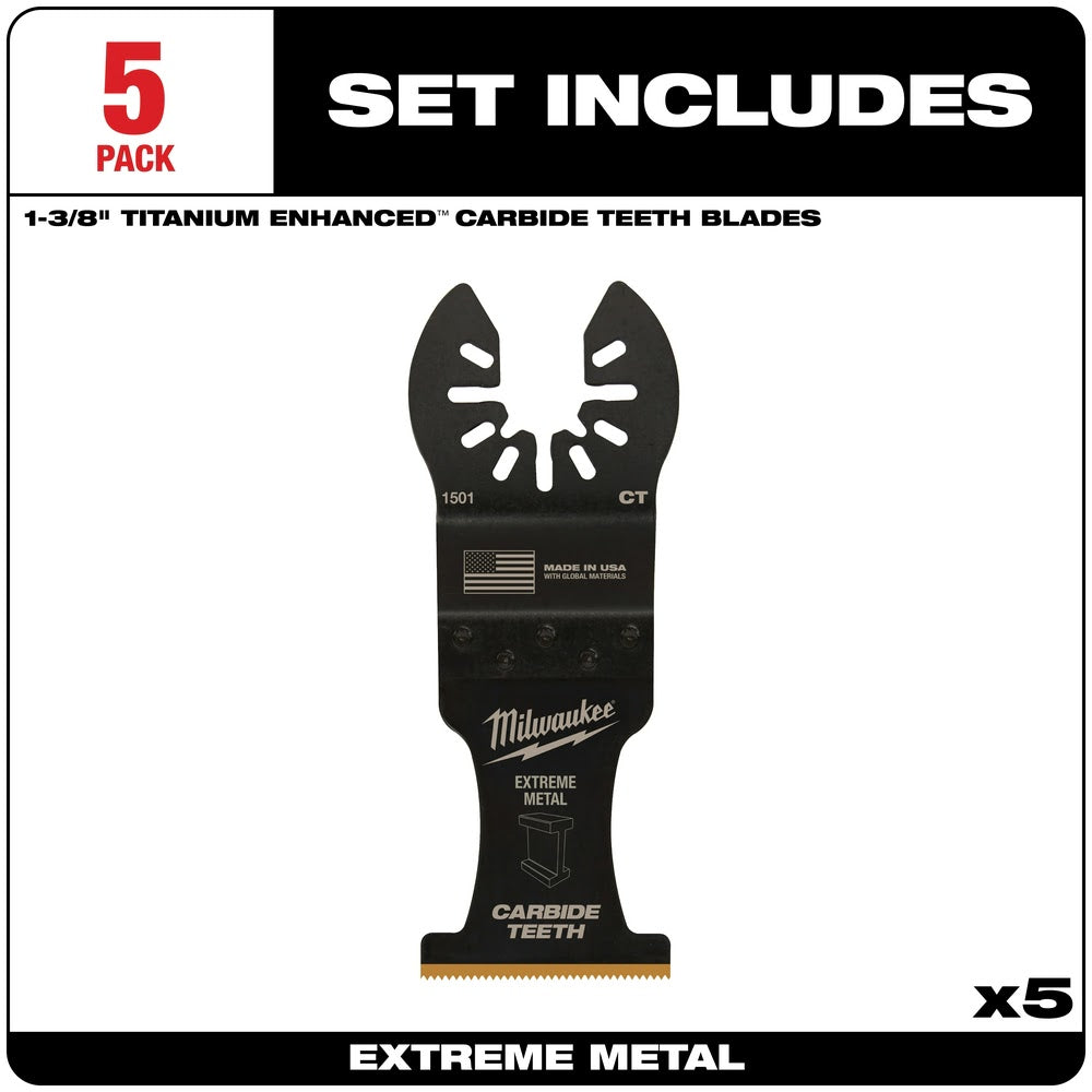 Milwaukee 49-25-1505 Milwaukee® OPEN-LOK™ 1-3/8" TITANIUM ENHANCED CARBIDE TEETH METAL BLADE 5PK - 3