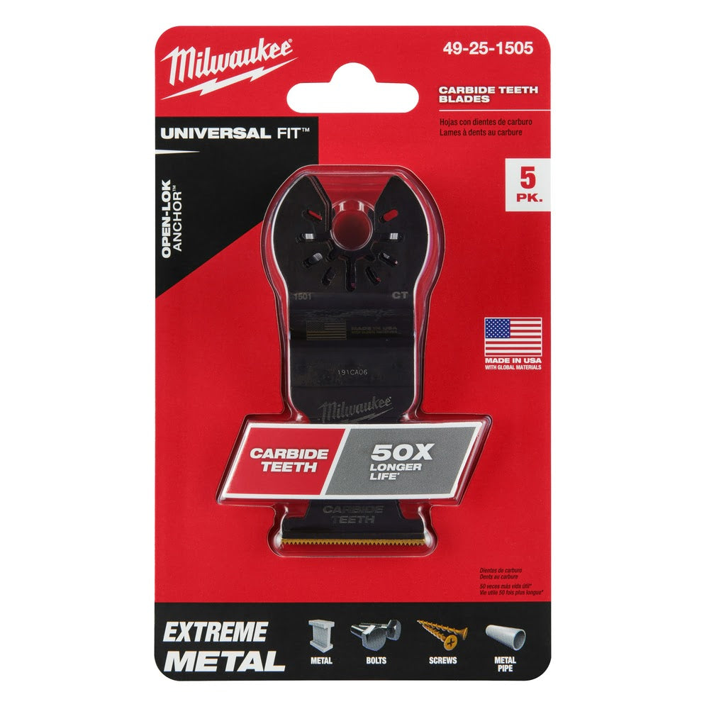 Milwaukee 49-25-1505 Milwaukee® OPEN-LOK™ 1-3/8" TITANIUM ENHANCED CARBIDE TEETH METAL BLADE 5PK - 11