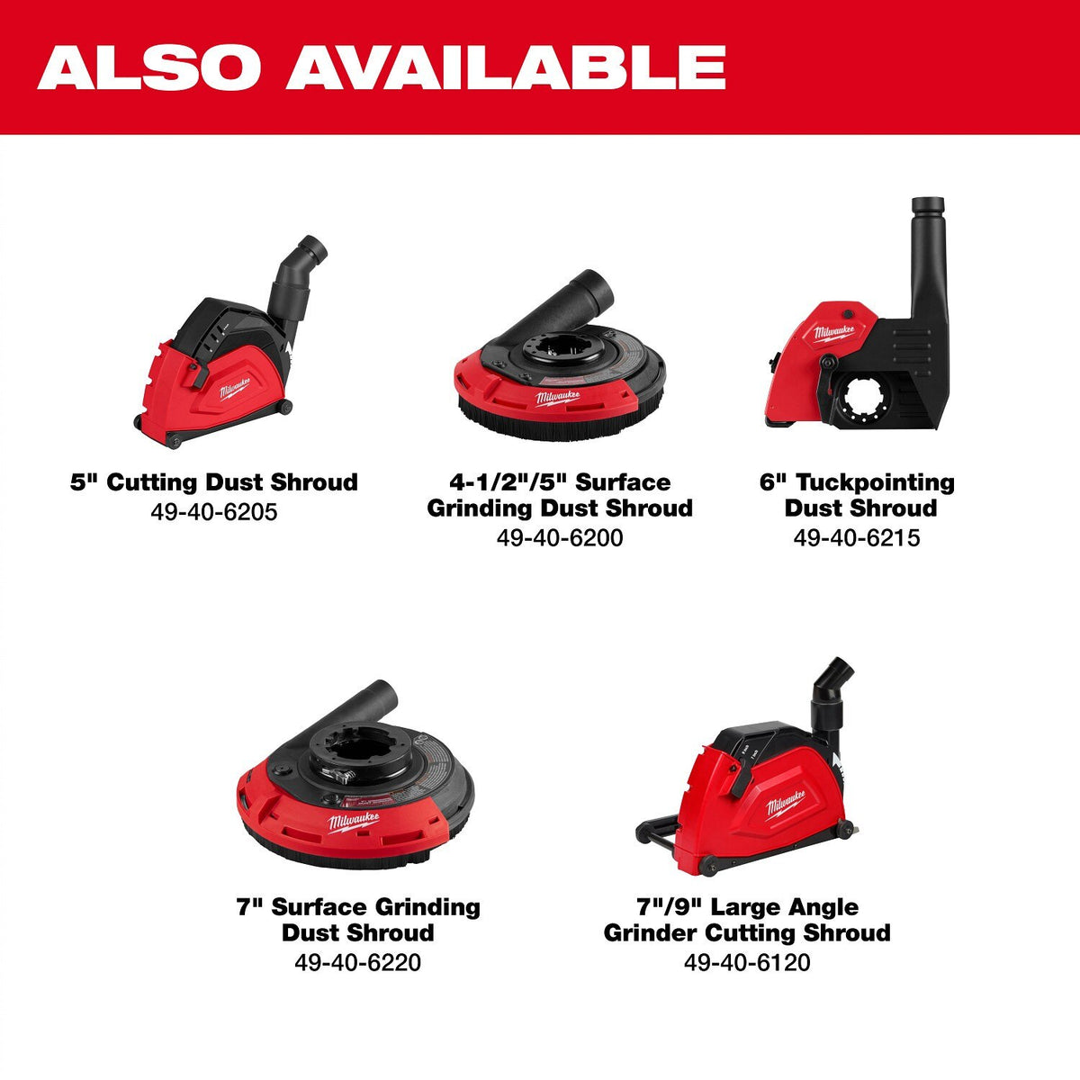 Milwaukee 49-40-6220 7" Surface Grinding Dust Shroud for OSHA Table 1 Dust Control - 5
