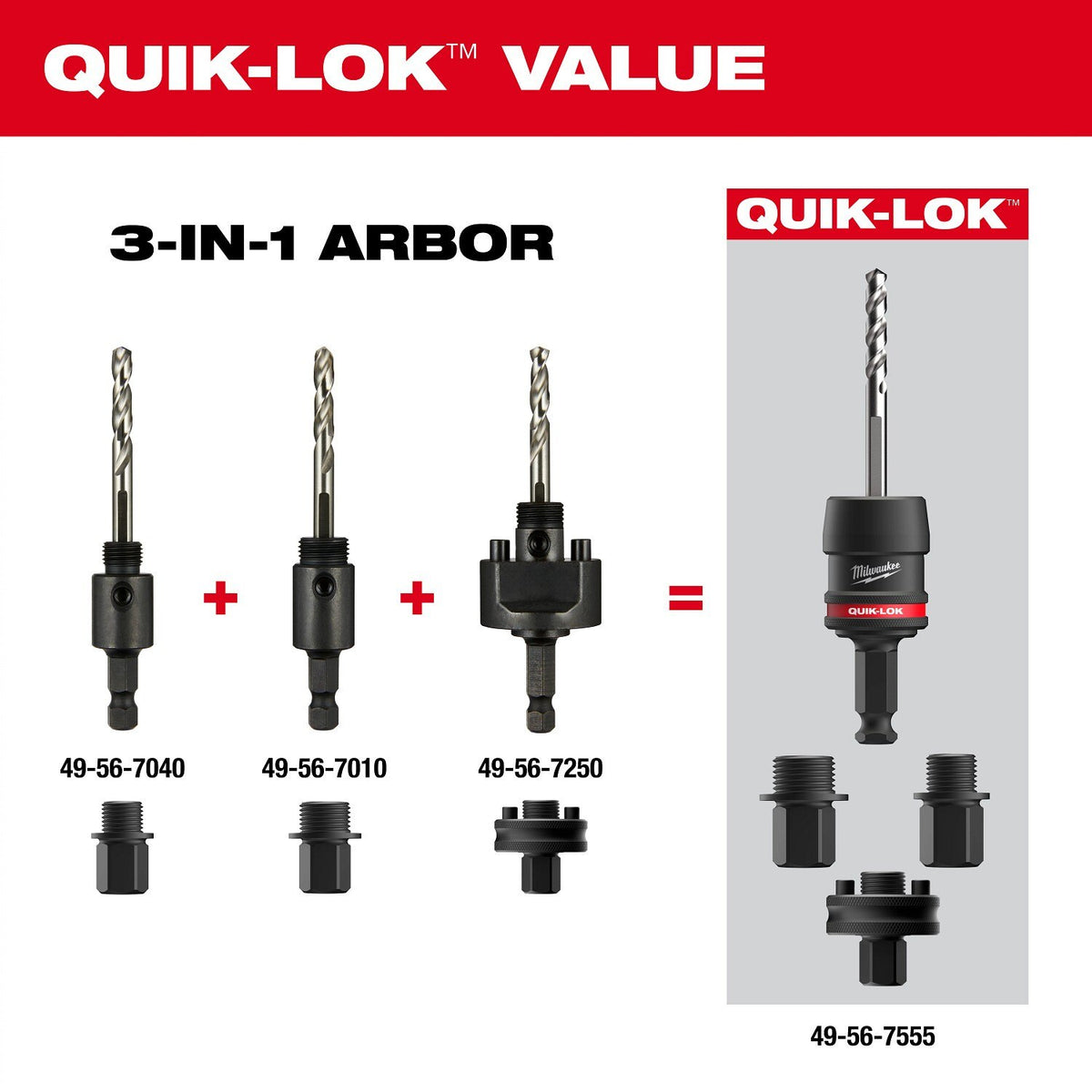 Milwaukee 49-56-7545 3/8 in. QUIK-LOK Arbor Set (5 Piece) - 11