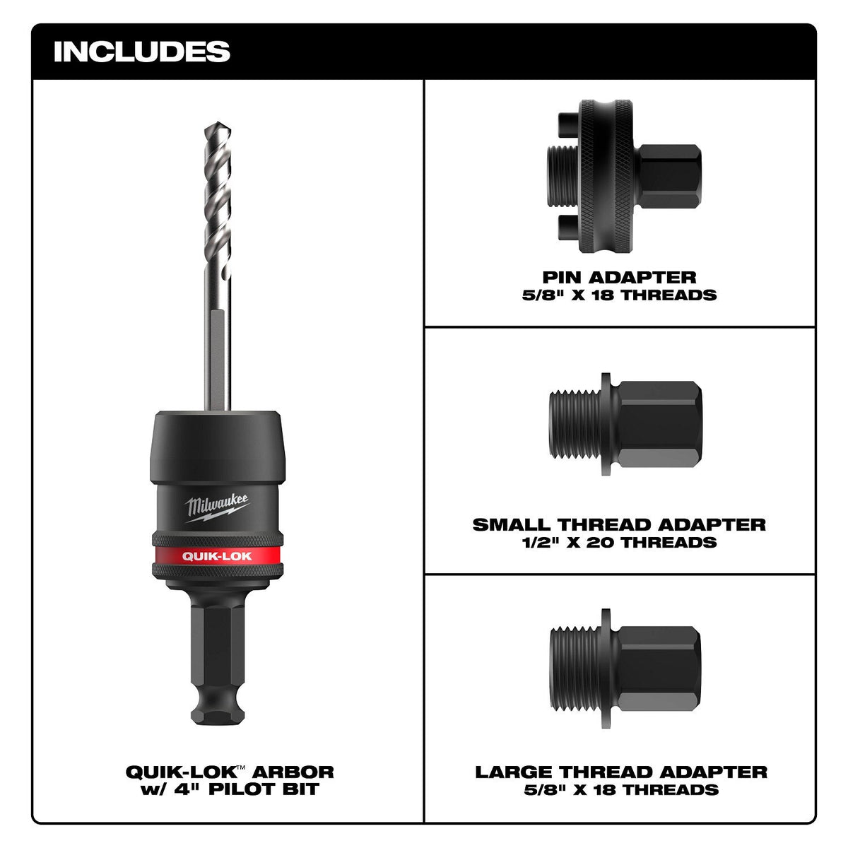 Milwaukee 49-56-7555 7/16" QUIK-LOK Arbor Set (5 Piece) - 4