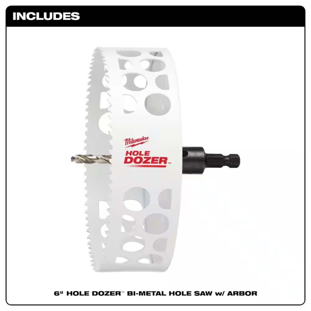 Milwaukee 49-56-9698 6" Hole Dozer Bi-Metal Hole Saw with Arbor - 3
