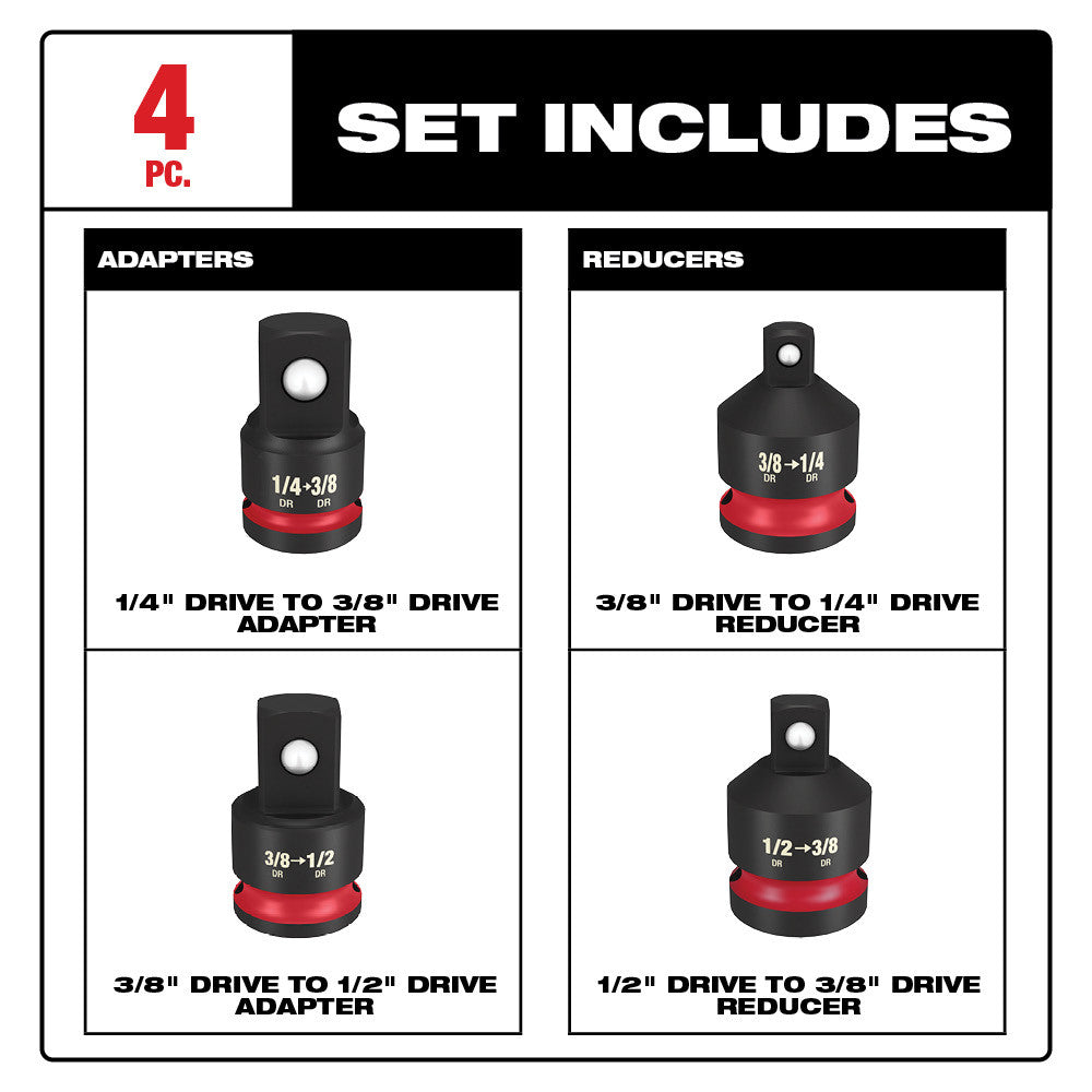 Milwaukee 49-66-6742 SHOCKWAVE Impact Duty™ 1/4"-1/2"Drive Adapter Set