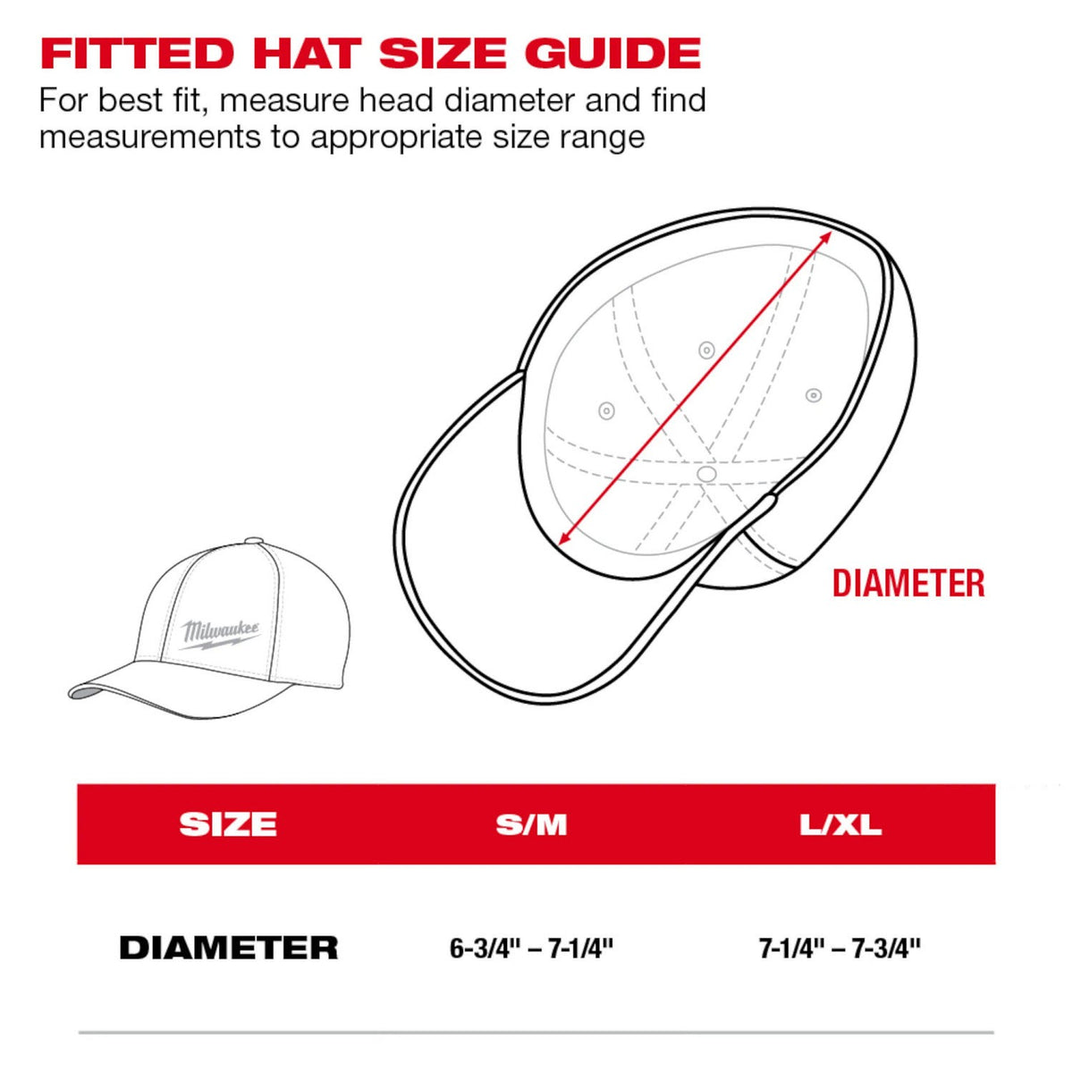 Milwaukee 507B-LXL WORKSKIN Performance Fitted Hat Moisture-Wicking UPF 50 Black LXL - 6
