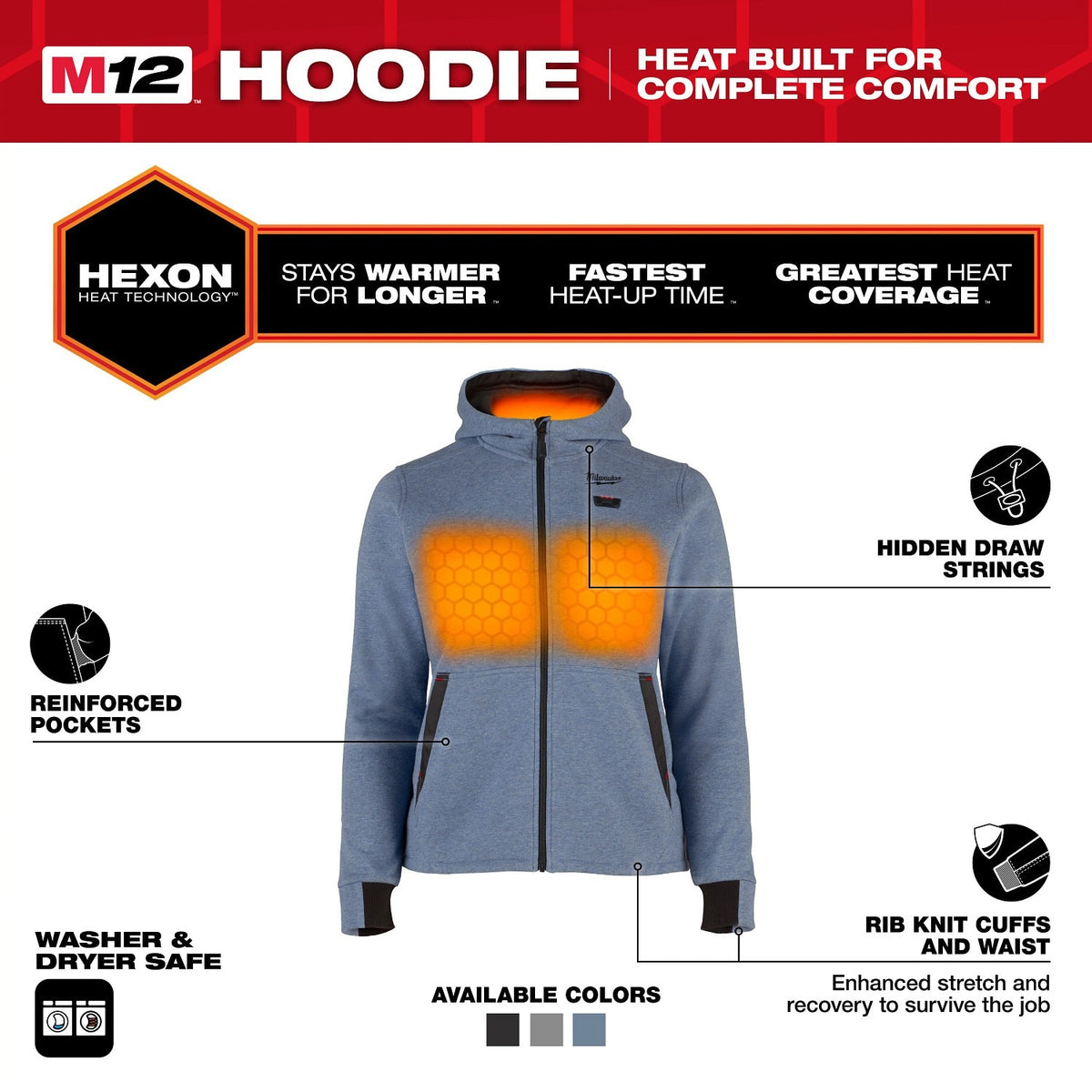 Milwaukee F200U-21 M12 Women's Heated Hoodie Kit - Blue - 2