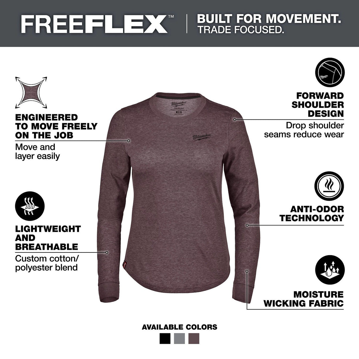 Milwaukee F552P-L Women's FREEFLEX Hybrid Tee - Long Sleeve Purple L - 2