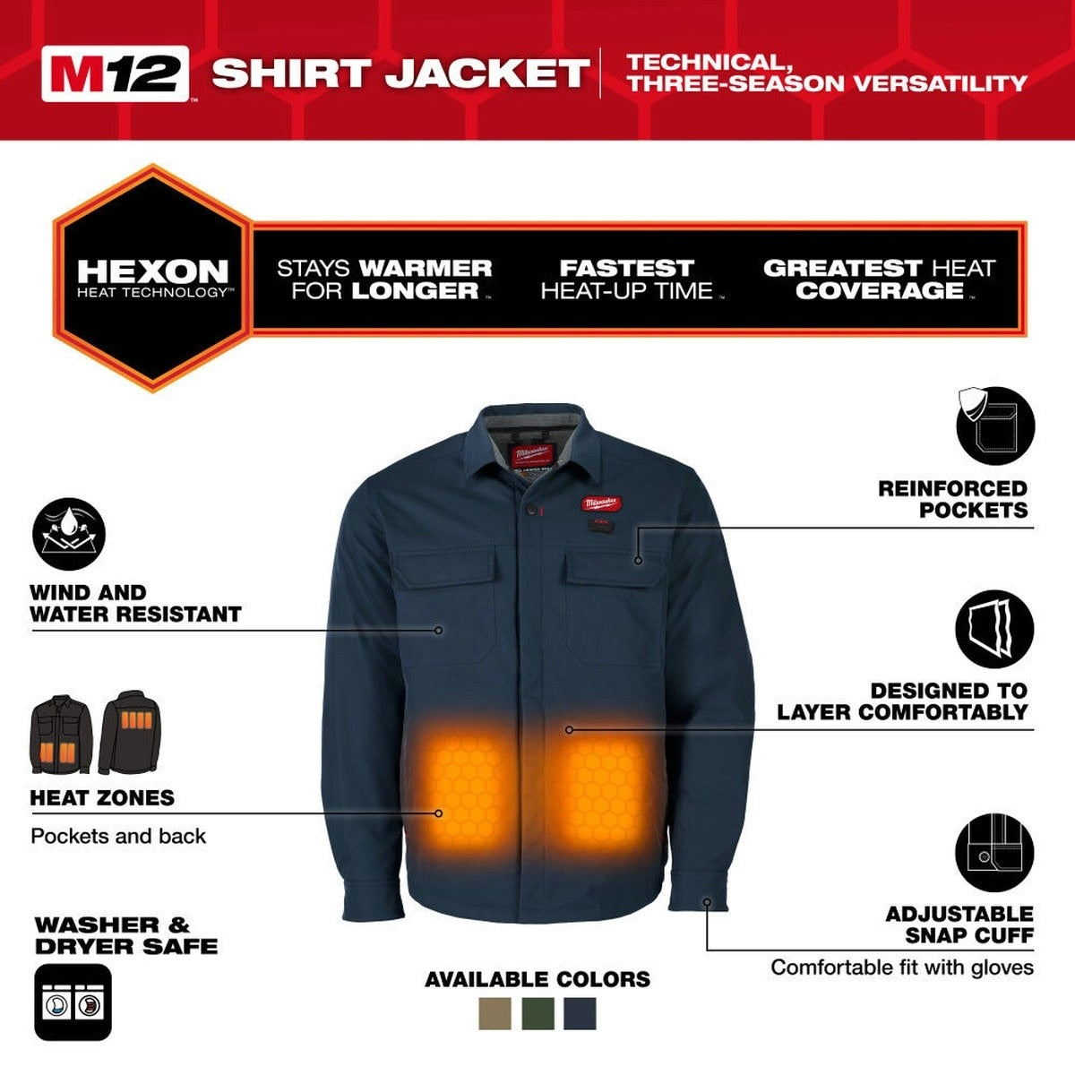 Milwaukee M103U-21 M12 Shirt Jacket Navy - 2