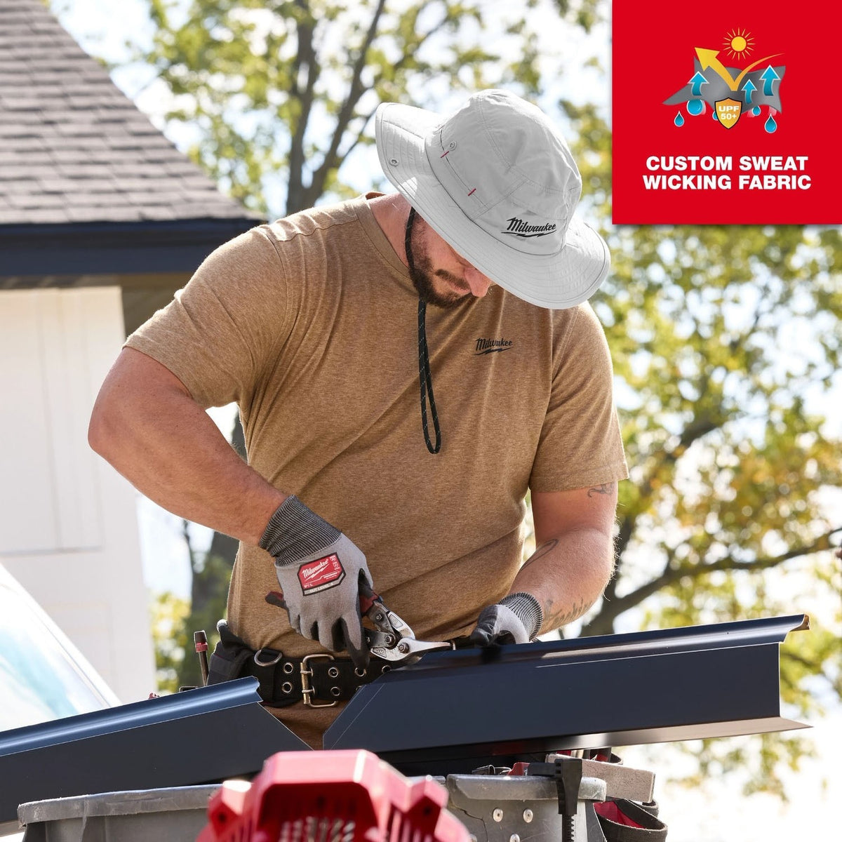 Milwaukee M770G-SM WORKSKIN Sunshade Hat with UPF 50 Plus Protection and Detachable Neck Shade Gray SM - 3
