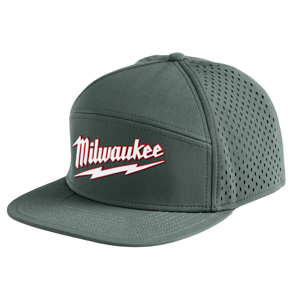 Milwaukee M771E Flat-Brim Snapback Hat with Laser-Cut Ventilation and Moisture-Wicking Sweatband