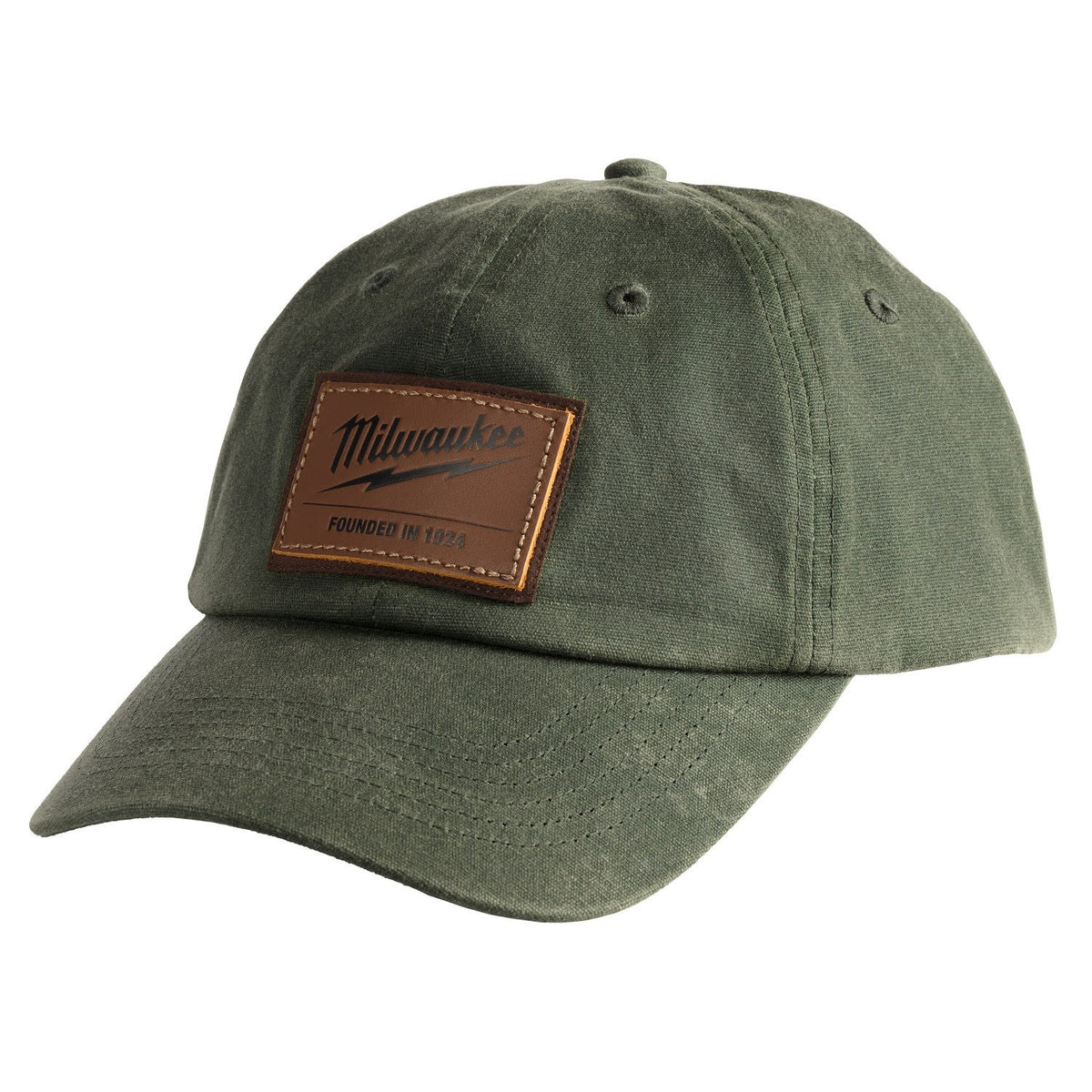 Milwaukee M772E Waxed Canvas Adjustable Hat Green Water Resistant with Leather Strap