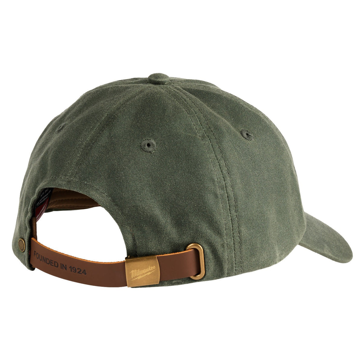 Milwaukee M772E Waxed Canvas Adjustable Hat Green Water Resistant with Leather Strap - 8