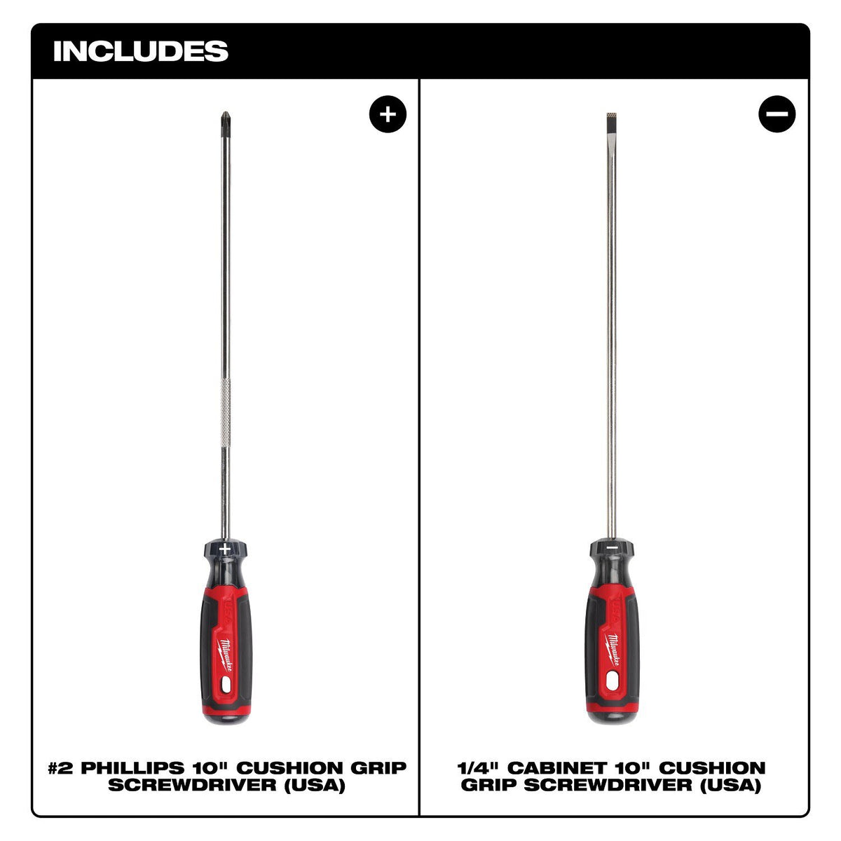 Milwaukee MT200-2L 2-Piece Cushion Grip Screwdriver Set Made in USA (2 Piece) - 2