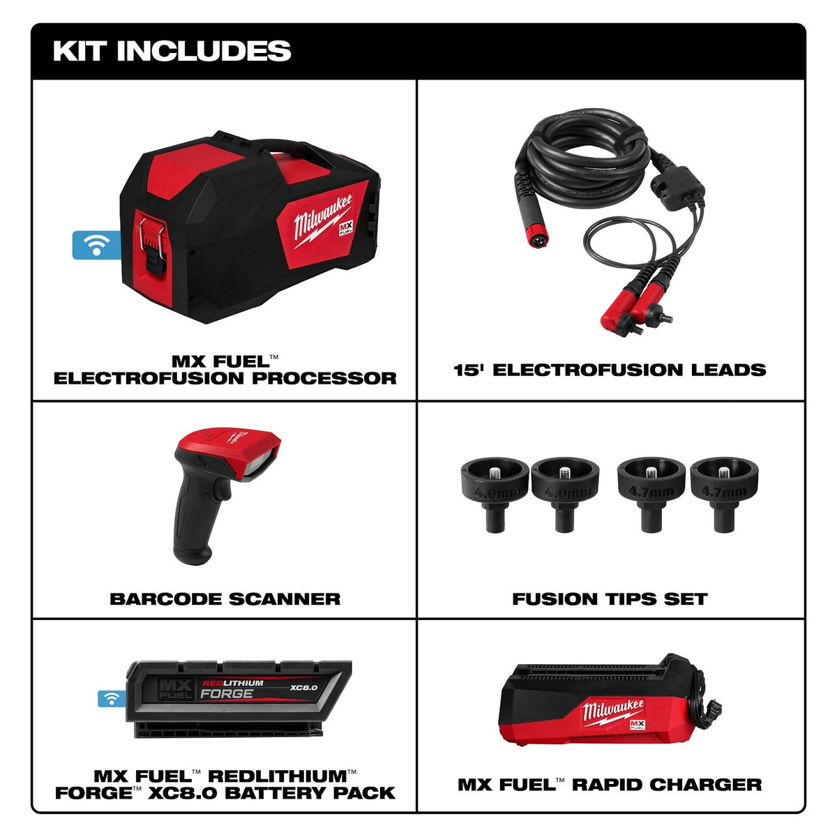 Milwaukee MXF545-XC MX FUEL Electrofusion Processor with 8.0Ah Battery Pack and Accessories - 2