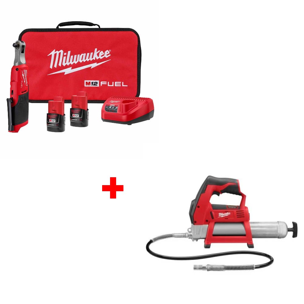 Milwaukee M12 FUEL 1/2 Ratchet with 2 Batteries and Charger Kit 2558-22
