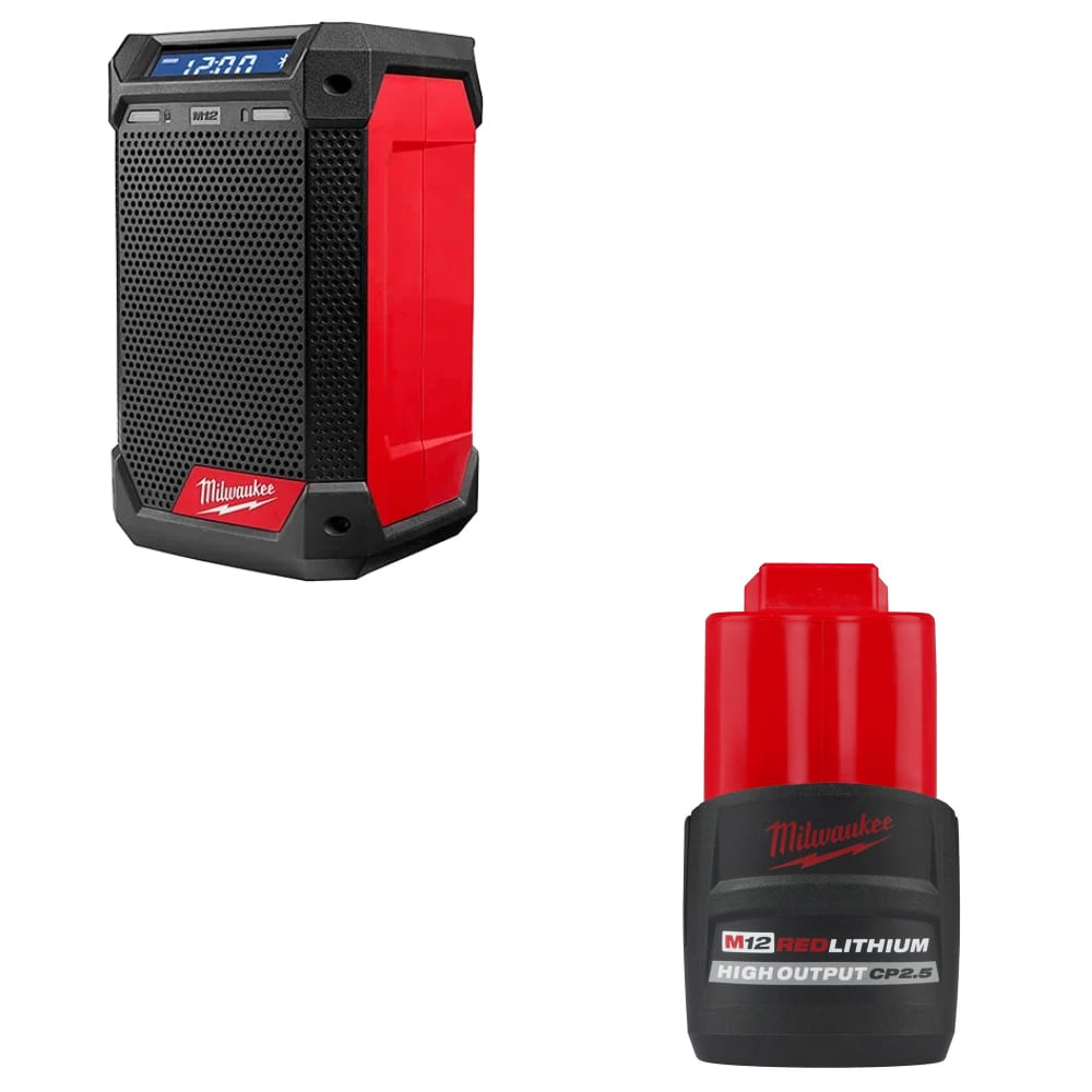 Milwaukee 2951-20 M12™ Radio + Charger W/ FREE 48-11-2425 M12 CP2.5 Battery Pack